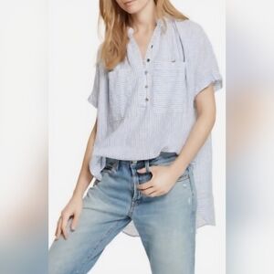 Free People Stripe Linen Top